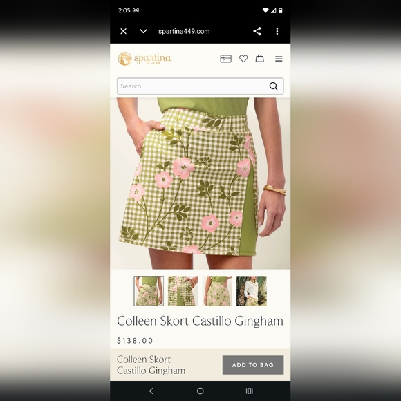 Spartina 449 Colleen Skort Castillo Gingham Serena Ric Rac Short Sleeve Zip Top - Picture 11 of 11